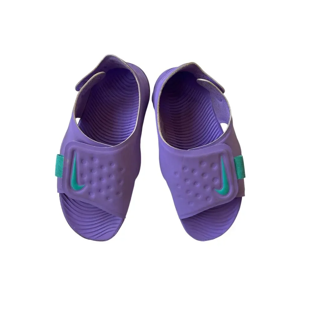 Nike Sunray Adjust 5 Sandals Girls 11C Purple Hook & Loop Water Shoes AJ9076
